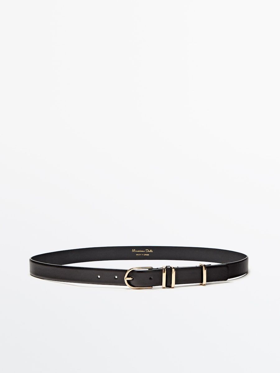 Leather belt with triple belt loop | Massimo Dutti (US)