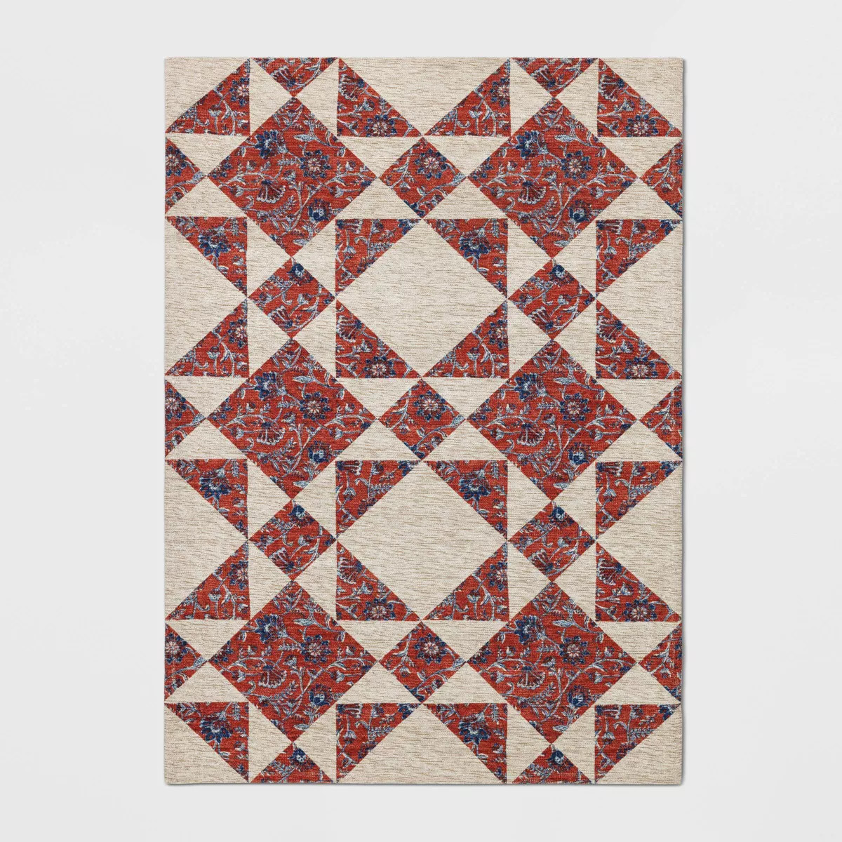 5'x7' Americana Block Quilt Area Rug Cream/Red - Threshold™ | Target