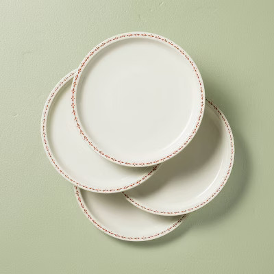 8.5" Nordic Christmas Trim Stoneware Salad Plates Cream/Red - Hearth & Hand™ with Magnolia | Target