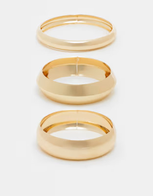 DesignB London pack of 3 statement bangle bracelets in gold | ASOS (Global)