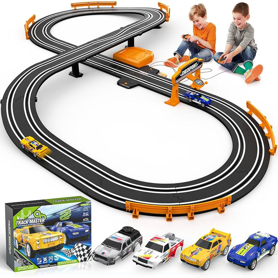 Slot Car Race Track Sets for Boys, Race Car Track with 2 High-Speed Slot Cars, Battery or Electri... | Amazon (US)