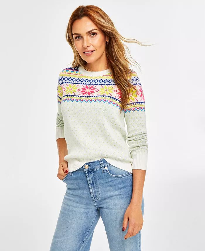 Holiday Lane Women's Multi-Color Fair Isle Sweater | Macy's