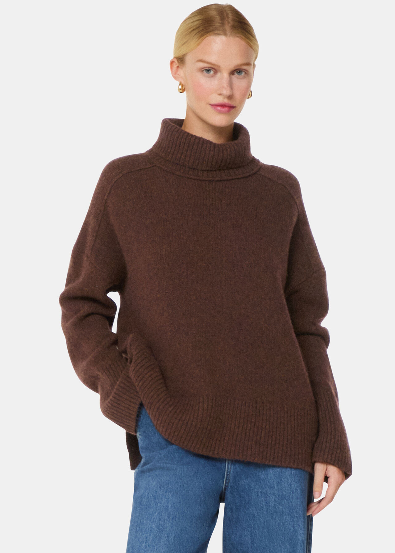 Brown Wool Roll Neck Knit | WHISTLES | Whistles UK | | Whistles
