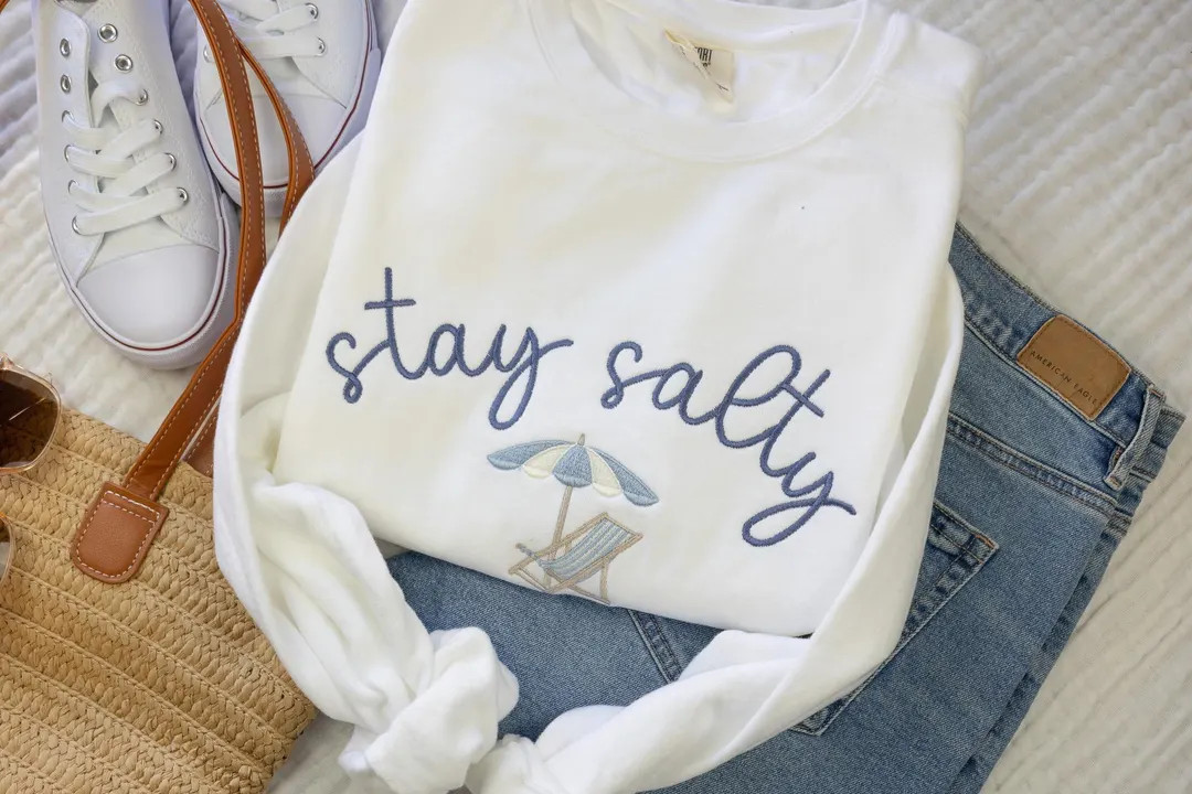 Stay Salty Embroidered Comfort Colors Sweatshirt - Christian Beach Sweater - Faith Based Sweatshi... | Etsy (US)