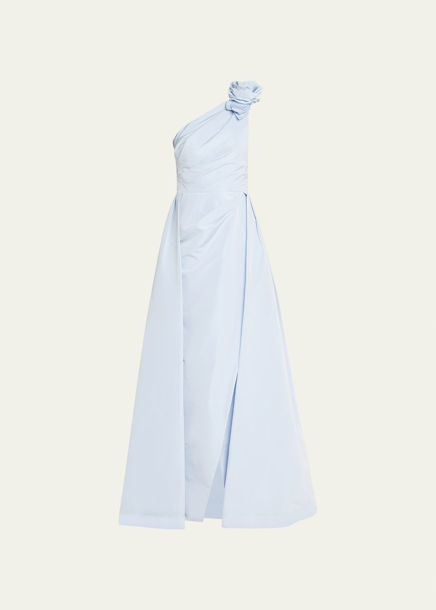 Rickie Freeman for Teri Jon One-Shoulder Pleated Taffeta Gown | Bergdorf Goodman