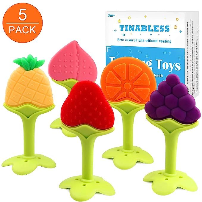 Teething Toys (5 Pack) - Tinabless Infant Teething Keys Set, BPA-Free, Natural Organic Freezer Sa... | Amazon (US)