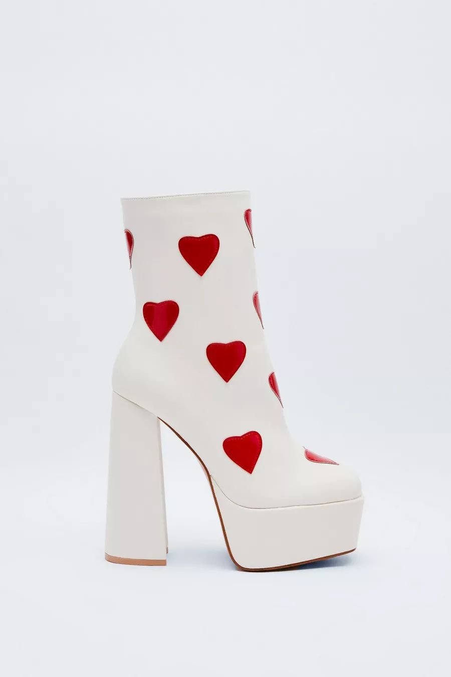 Faux Leather Heart Platform Ankle Boot | Nasty Gal (US)