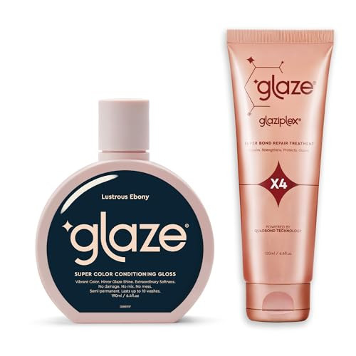 Glaze Lustrous Ebony Super Color Conditioning Gloss 6.4fl.oz & GlaziPlex Super Bond Repair Hair Treatment, 120ml. 4-in-1 Deep Conditioning Hair Mask | Amazon (US)