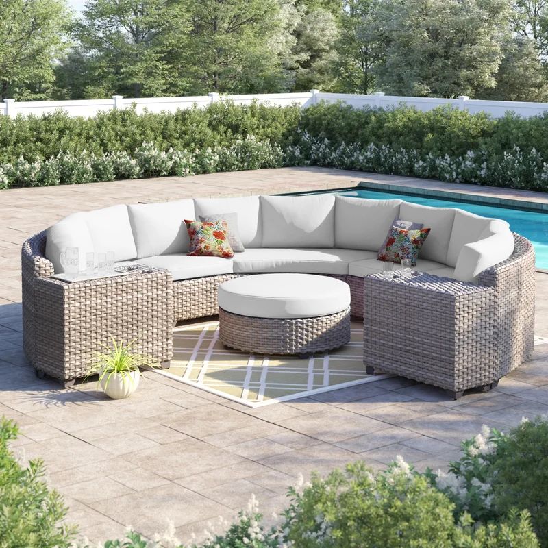Merlyn High-Density Polyethylene (HDPE) Wicker 8 - Person Seating Group with Cushions | Wayfair North America