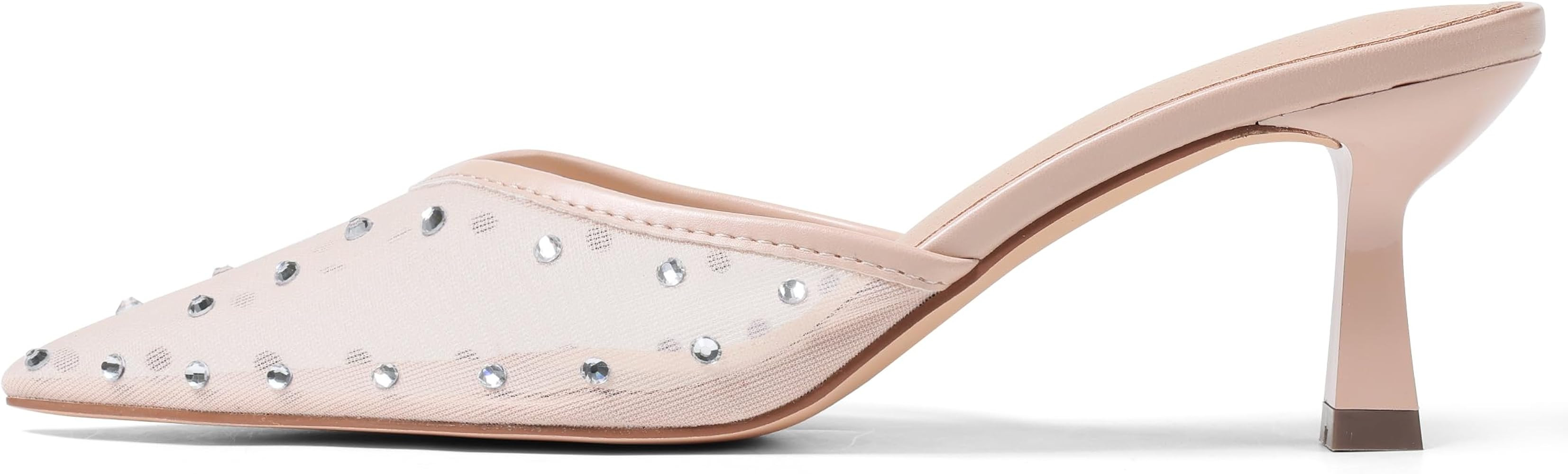 VOMIRA Black Kitten Heels for Women Closed Pointed Toe Stiletto Heels Black Mules for Women Slip ... | Amazon (US)