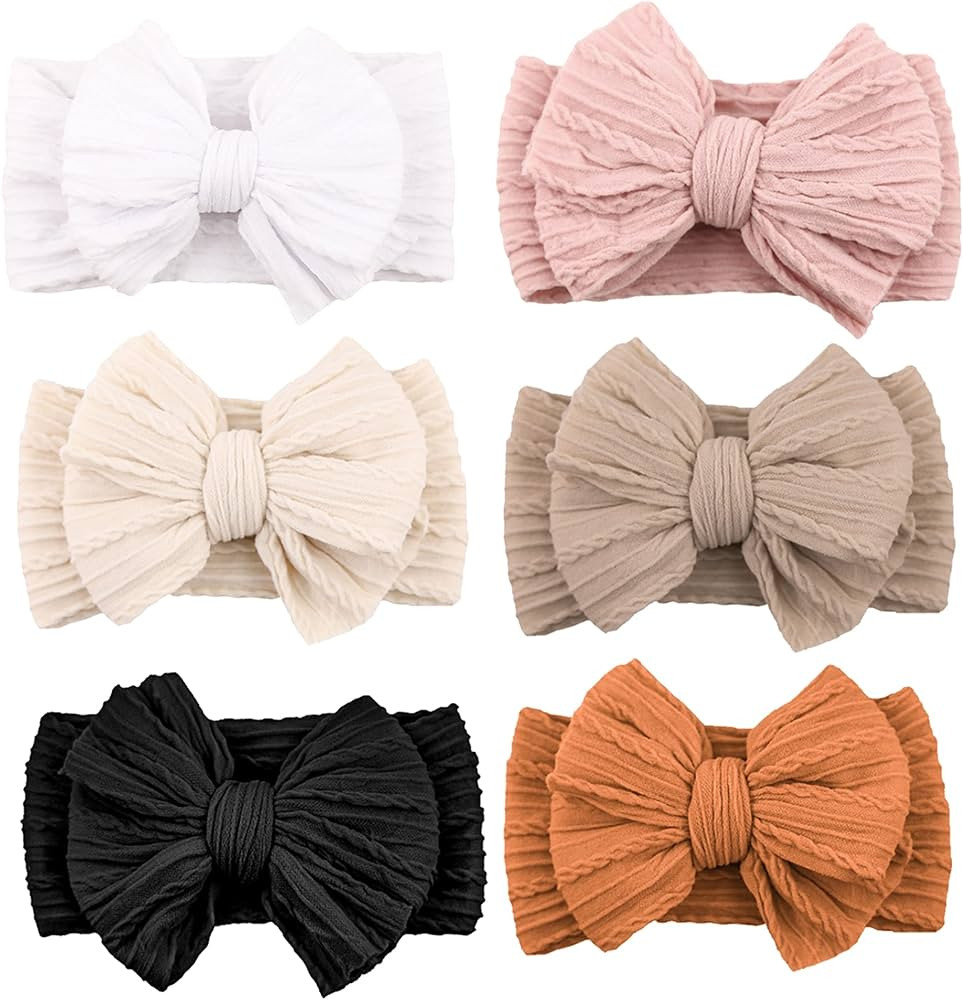 Niceye Handmade Baby Headbands Soft Stretchy Nylon Hair Bands with Bows for Newborn Infant Baby T... | Amazon (US)