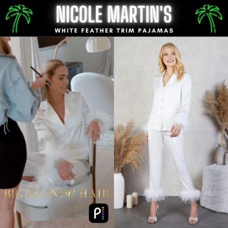 Fly Pajamas // Nicole Martin’s White Feather Pajamas Are By @nadinemarabi // Shop Similar Styles With The Link In Our Bio #RHOM #NicoleMartin 