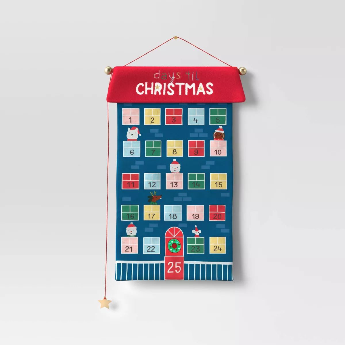 21" Fabric 'Days 'til Christmas' Hanging Advent Calendar Blue/Red - Wondershop™ | Target