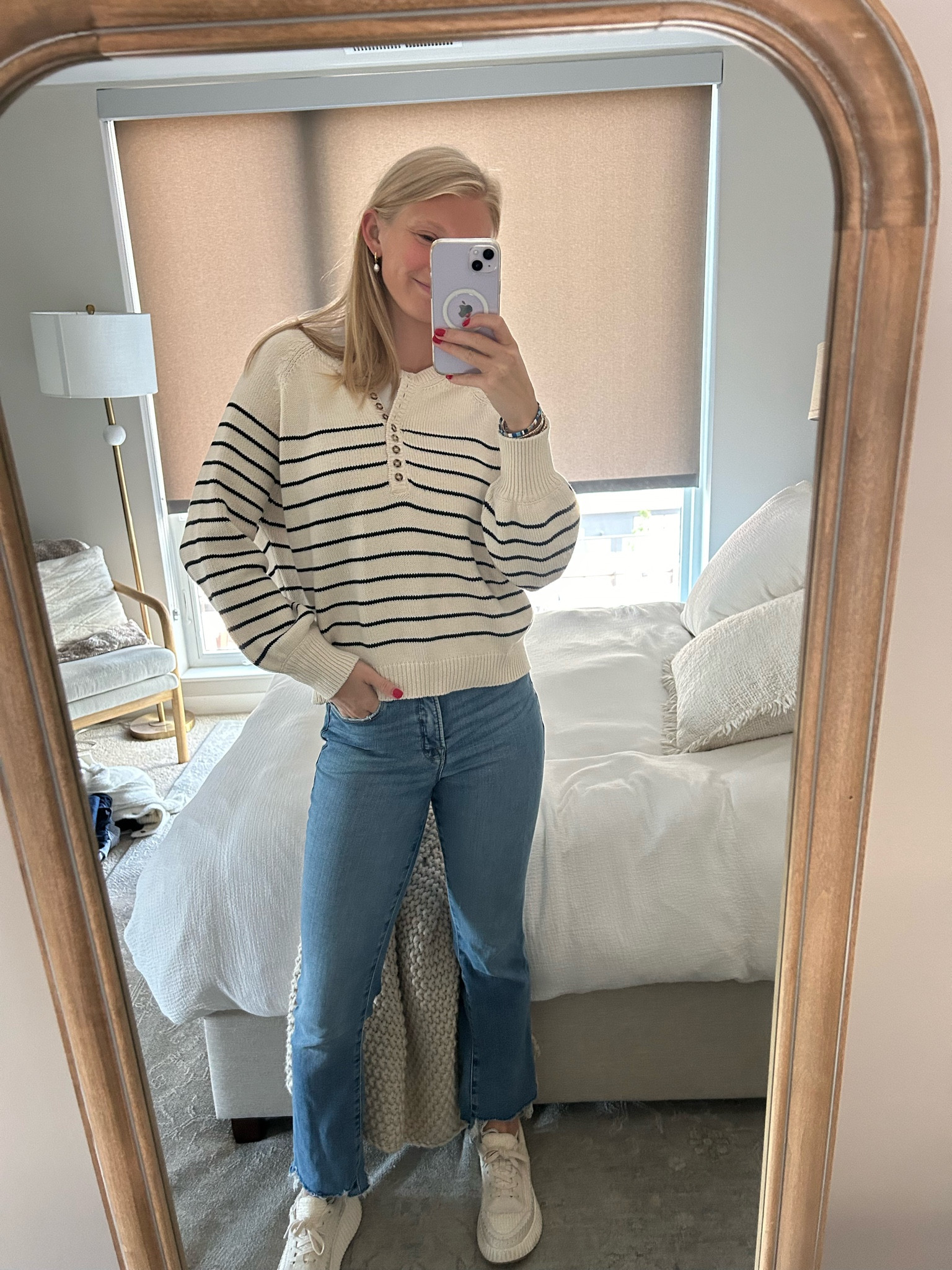 I sized up. Wearing a medium 