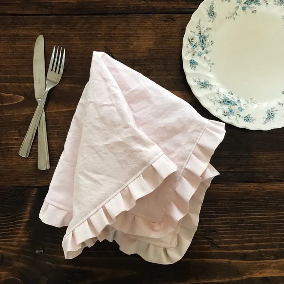 Pink Ruffle Farmhouse Napkin Rustic Country Table Decor | Etsy | Etsy (US)