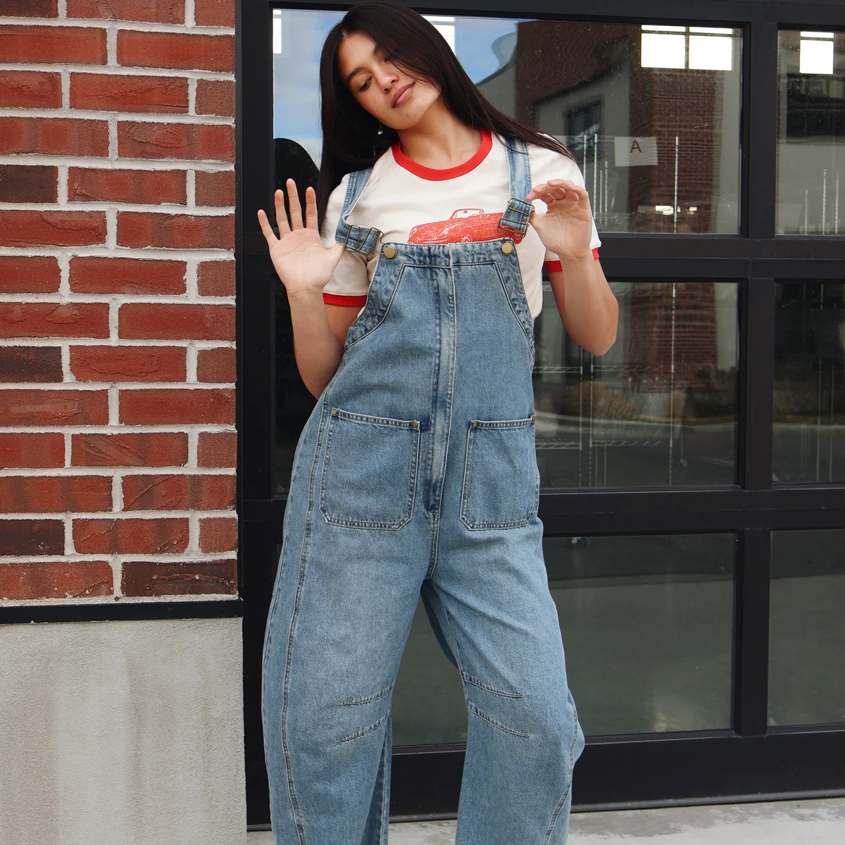 Junie Zip Front Denim Overalls | Henly