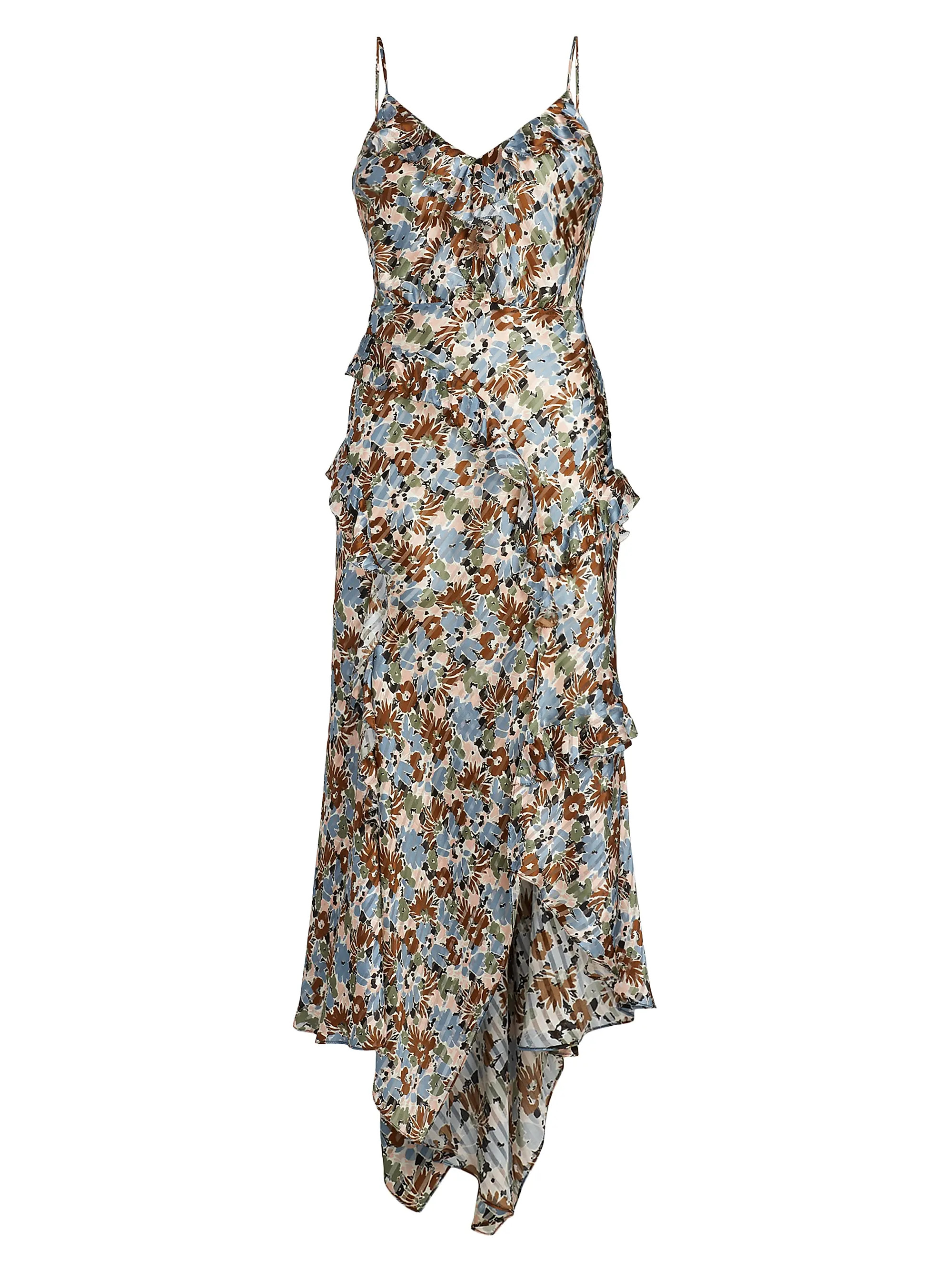 Avenel Silk Floral Ruffle Midi-Dress | Saks Fifth Avenue