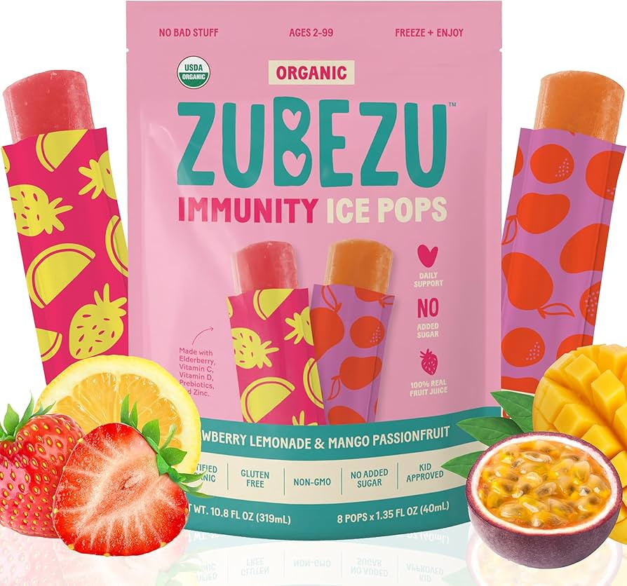 ZuBeZu Organic Immunity Ice Pops \u2013 Natural Support for Children\u2019s Immune System with El... | Amazon (US)