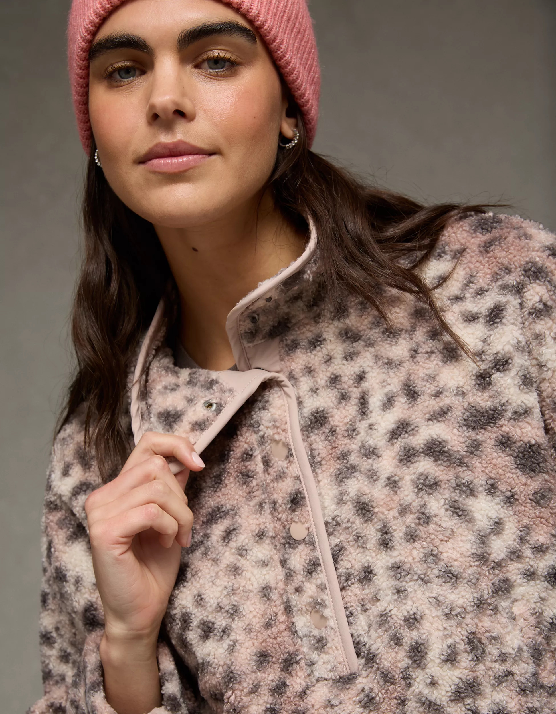 AE Sherpa Fleece Graphic Henley Sweatshirt | American Eagle Outfitters (US & CA)