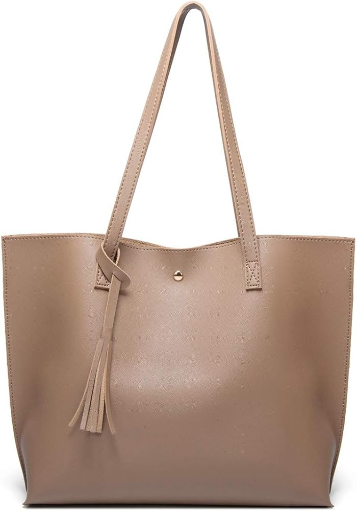 Women's Soft Faux Leather Tote Shoulder Bag from Dreubea, Big Capacity Tassel Handbag | Amazon (US)
