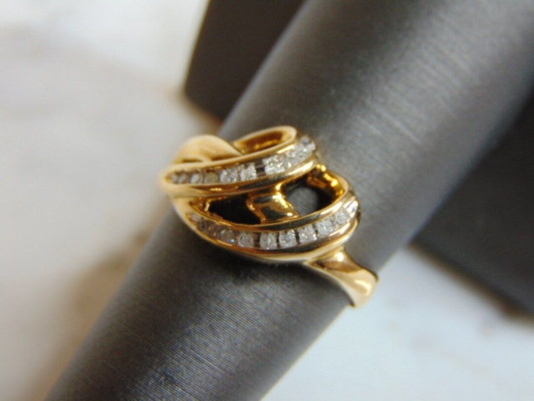 Womens Vintage Estate 10K Yellow Gold Diamond Ring 2.7g E5335 - Etsy | Etsy (US)