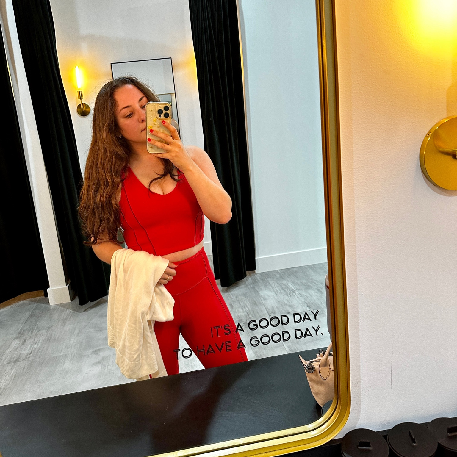 New favorite workout fit in red! 🌶️  sweater is Lulu but sold out - linked similar!

#LTKsalealert #LTKfitness #LTKfindsunder50