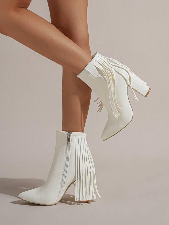 Women's Outdoor Fringe Decorated Fashion Boots For Autumn And Winter | SHEIN