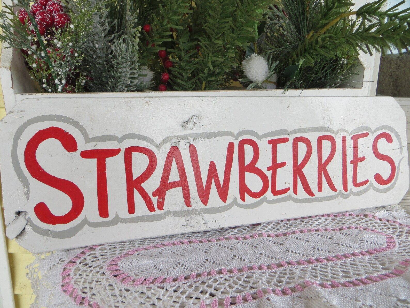 Vintage Strawberries Sign-Hand Painted-Old Barn wood-Strawberry Patch-Garden-Wooden | Etsy (US)