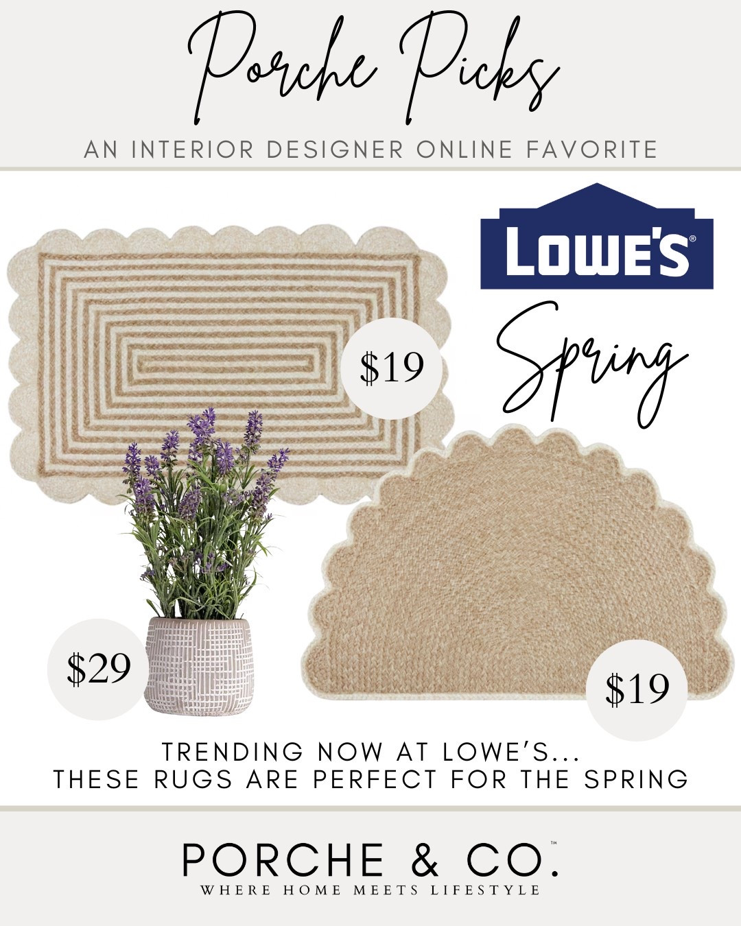 Lowe’s Spring decor- trending best sellers…affordable Spring rug and faux lavender plant to bring subtle spring scalloped touches into your home 🌷

#LTKHome