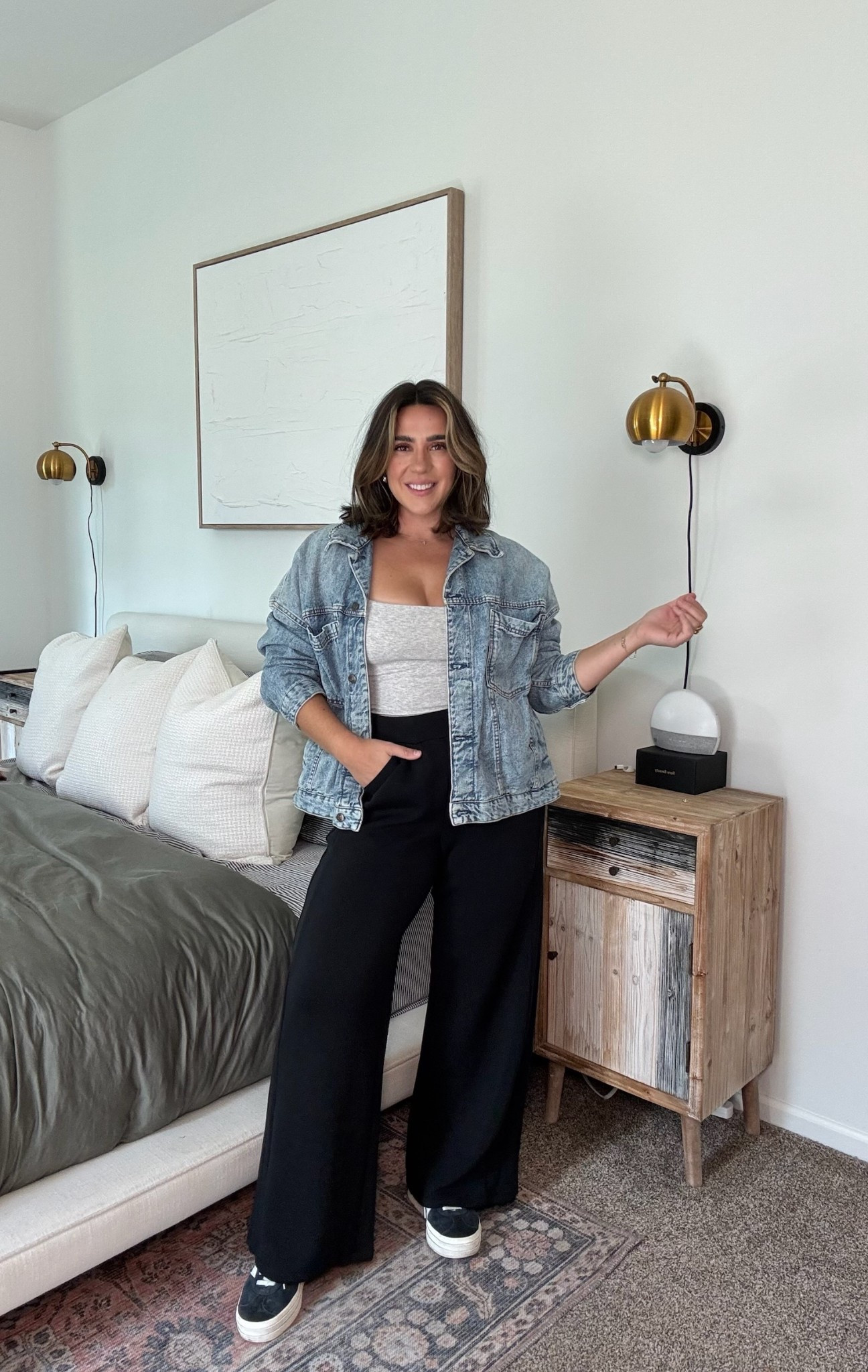 The viral spanx air essentials pants you love are 30% off today only with code AE30! These are the coziest wide leg track pants you’ll ever own- they’re worth every penny. I’m wearing a size L regular! 

Fall mom outfit, spanx sale, air essentials, midsize pants

#LTKSaleAlert #LTKFallSale #LTKStyleTip