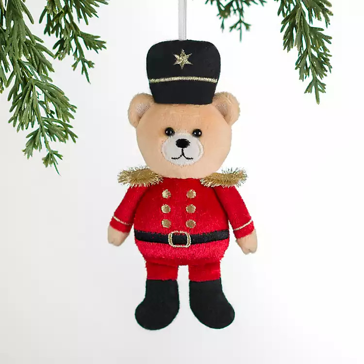 Plush Teddy Bear Soldier Ornament | Kirklands
