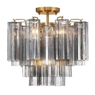 17.75 Addis 4 Light Aged Brass Semi Flush Mount | The Home Depot