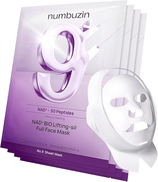 numbuzin No.9+ NAD+ BIO Lifting Full Face Mask, Peptide & Collagen Two-Piece Firming Mask for a S... | Amazon (US)