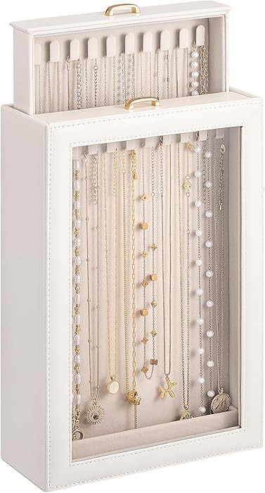 Lolalet Necklace Organizer Box, 2-Layer Jewelry Storage Boxes with Clear Lid for Necklaces, Tangl... | Amazon (US)