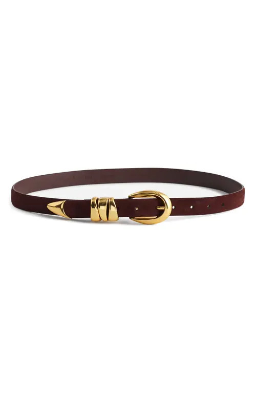 Madewell Triple Keeper Suede Belt in Chocolate Raisin at Nordstrom, Size Small | Nordstrom
