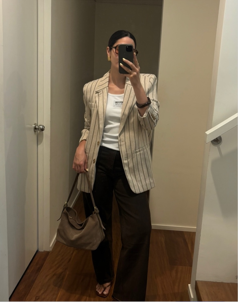 All the retro feels in this striped blazer 
