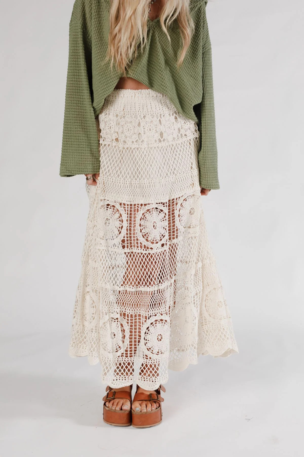 Boho Canyon Crochet Skirt - Natural | Three Bird Nest