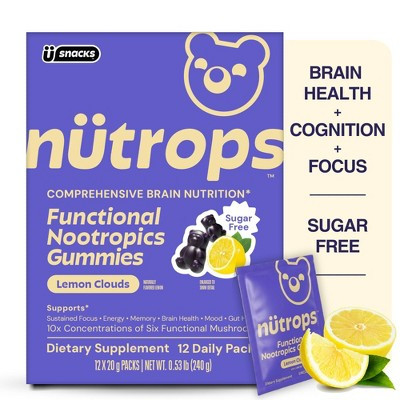 Nütrops By Grüns Sugar-Free Functional Nootropics for Brain Health Mushroom Gummies - 240g/12 Servings | Target
