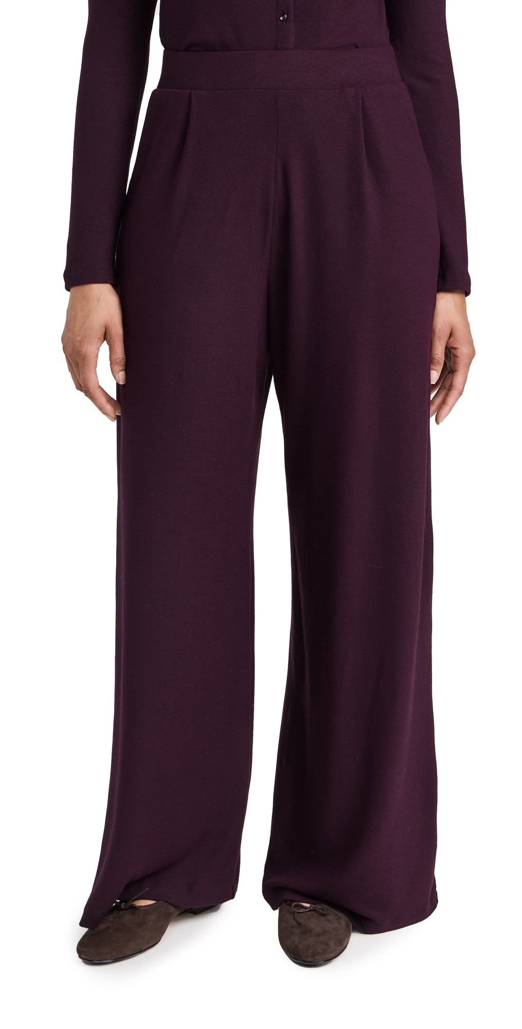 Leset Lauren Pleated Pocket Pants Dark Berry L | Shopbop