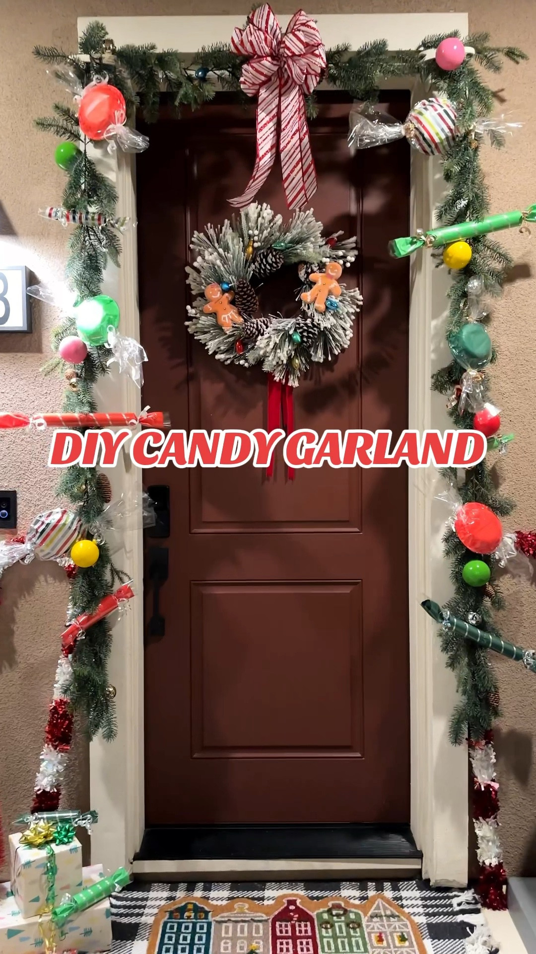 Use leftover paper towel and toilet paper rolls to create gingerbread-like candies this holiday season!

Handmade Christmas Decor | Christmas Decoration | Holiday Front Porch | DIY Holiday Decor