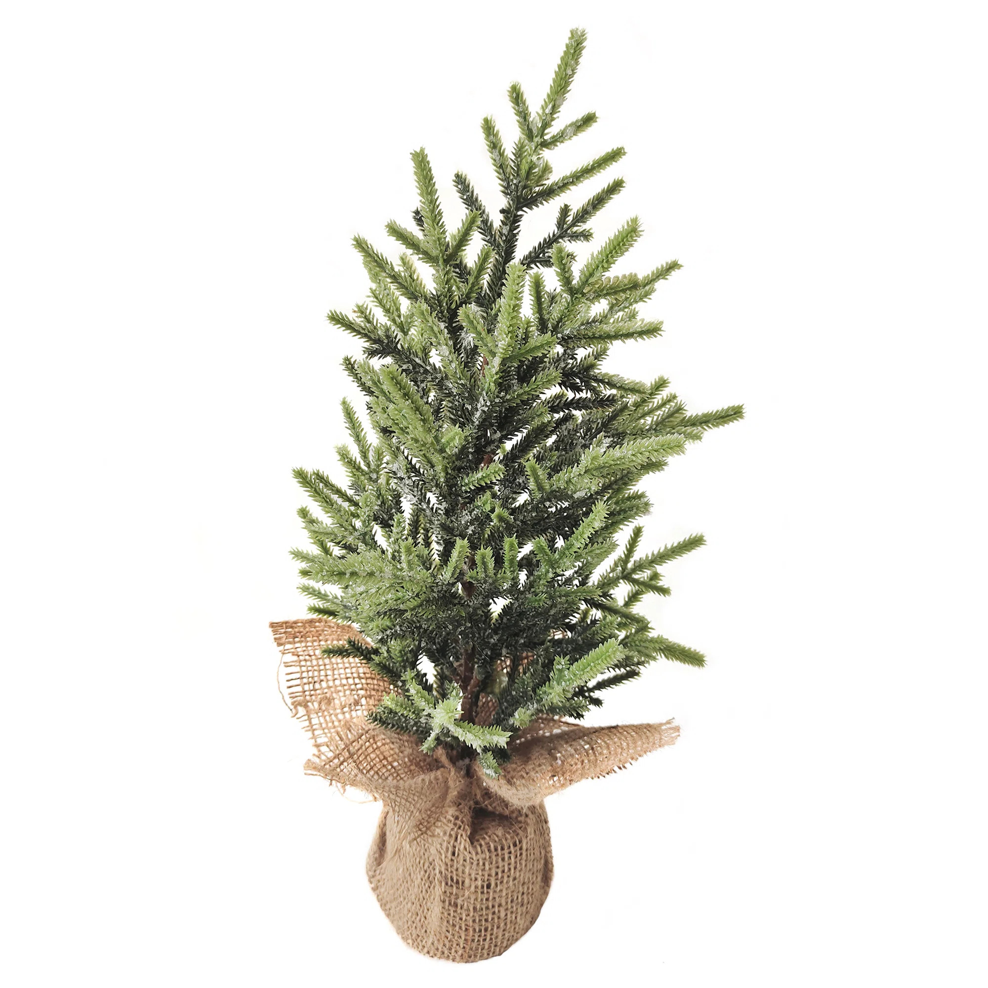Real Touch Frosted Ice Pine Artificial Christmas Tree With Jute Base - 16.5" | Wayfair North America