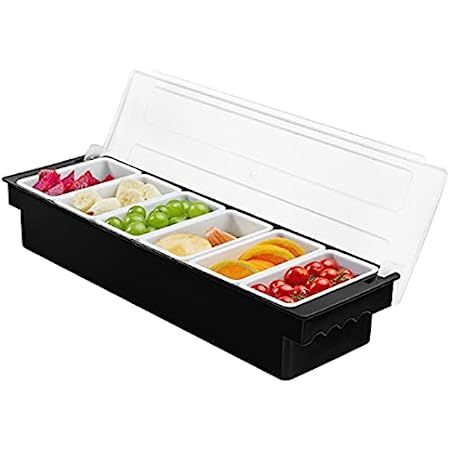 Ice Cooled Condiment Caddy Server, Chilled 6-Compartment Serving Tray and Dispenser Containers with  | Amazon (US)