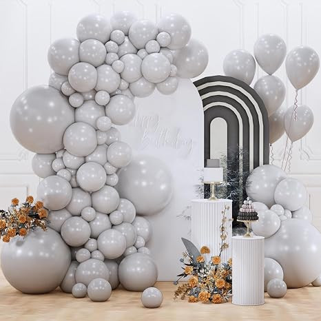 PartyWoo Gray Balloons 152pcs Matte Gray Latex Balloons Different Sizes | 18 12 10 5 Inch for Bab... | Amazon (US)
