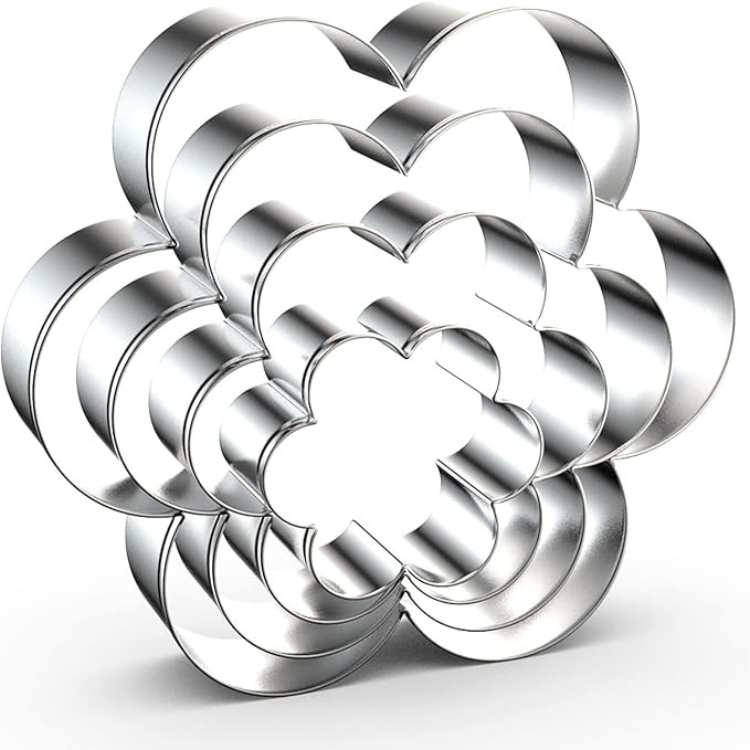 Scallop Flower Cookie Cutter Set Large - 5 Inch, 4 Inch, 3 Inch, 2 Inch - Six Petal Scalloped Edg... | Amazon (US)