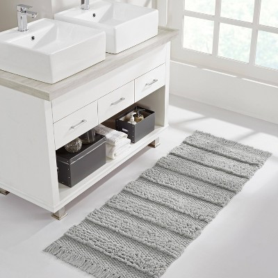60"x24" Home Savannah Fringe Striped Bath Rug Runner Gray - VCNY: Cotton & Polyester, Machine Washable, Bohemian Style | Target
