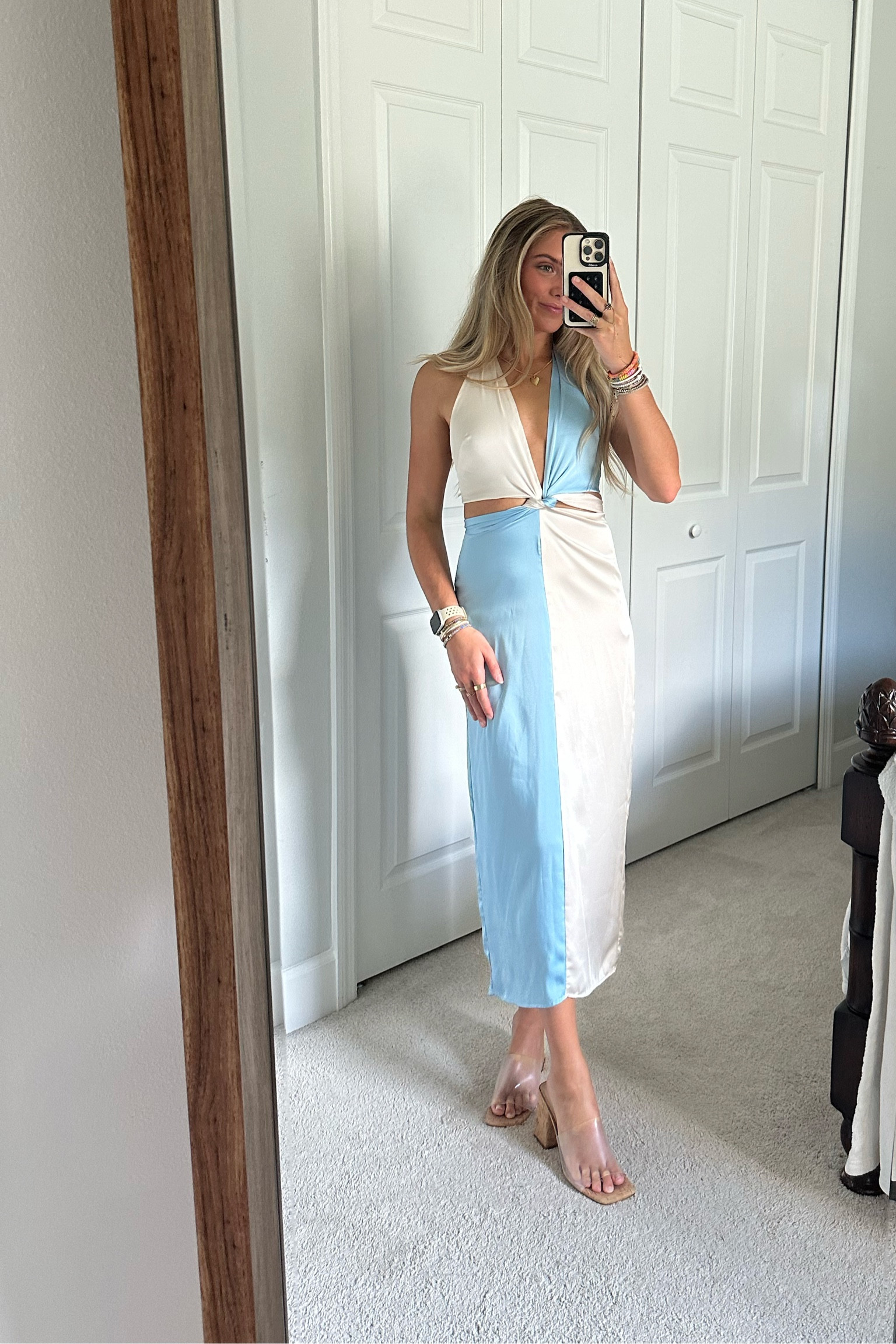 Tori Midi Dress Cream Blue curated on LTK