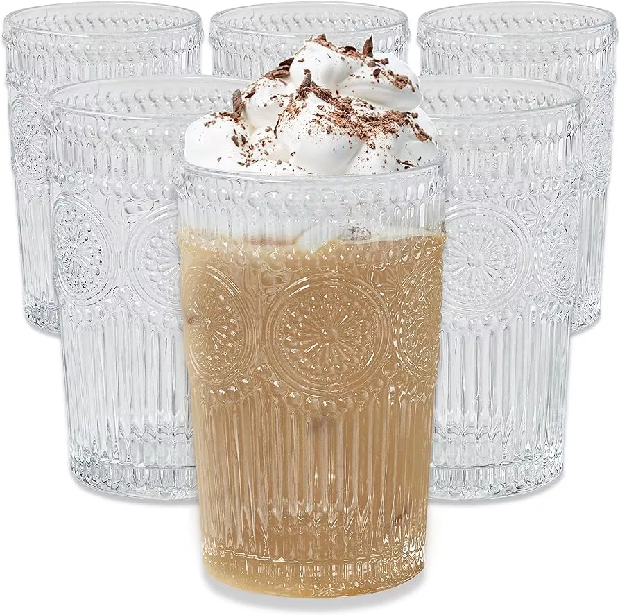 The Pioneer Woman Adeline Emboss Glass Tumblers, Clear, 16 oz - 4 pack