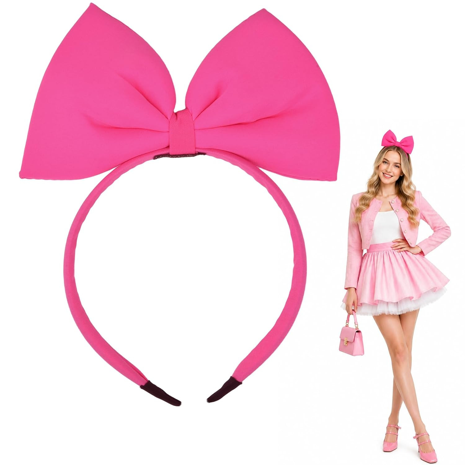Hoshin Hair Band Bow Headbands Headdress for Women, Perfect Hair Accessories for Party and Cosplay (Pink) | Amazon (US)