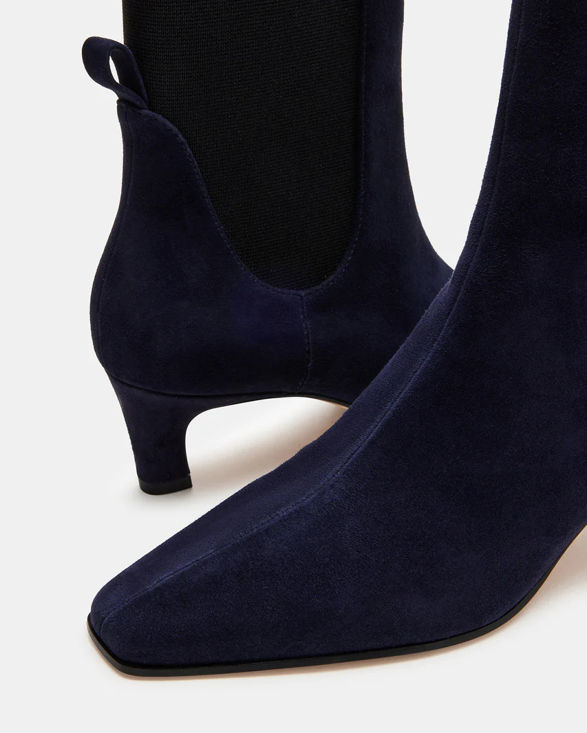 INFERNO Navy Suede Square Toe Ankle Boot | Women's Booties | Steve Madden (US)