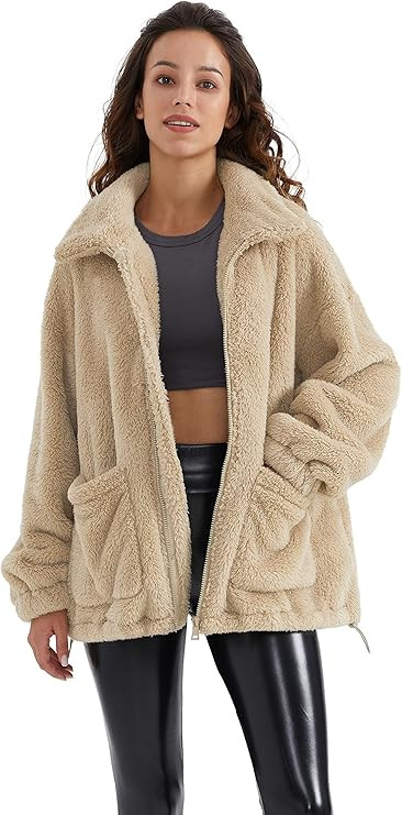 Orolay Women's Zip Up Plush Jacket with Pockets Casual Fleece Sweatshirt Outwear for Ladies Girls | Amazon (US)